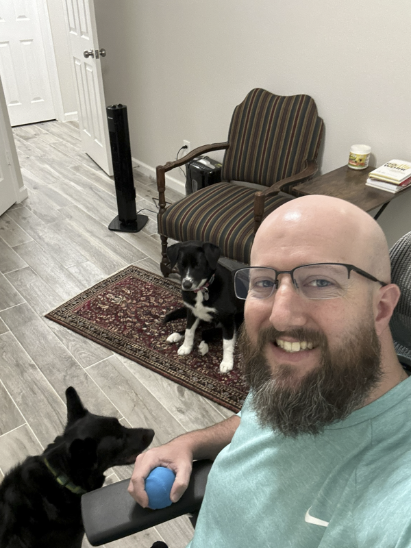 Enjoying a Quick Break From Work to Play With Our Puppies